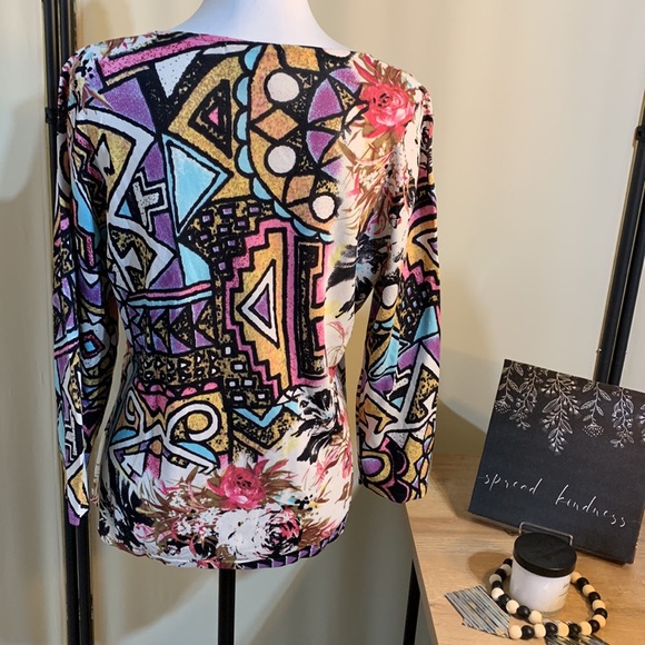 ALBERTO MAKALI Black White Sequin Bead Embellished Sweater size Medium - Picture 2 of 7